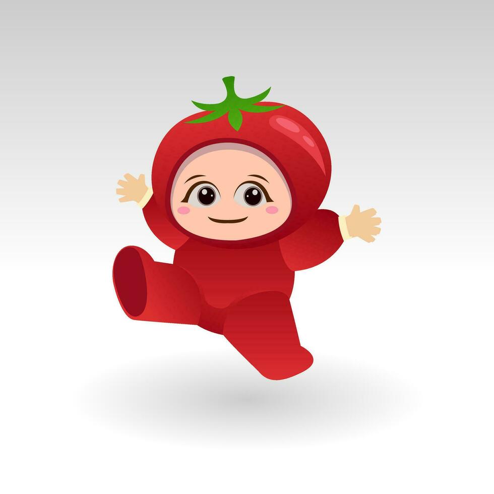 Vector Tomato fruit kawaii cartoon character vector funny Tomato fruit kawaii illustration