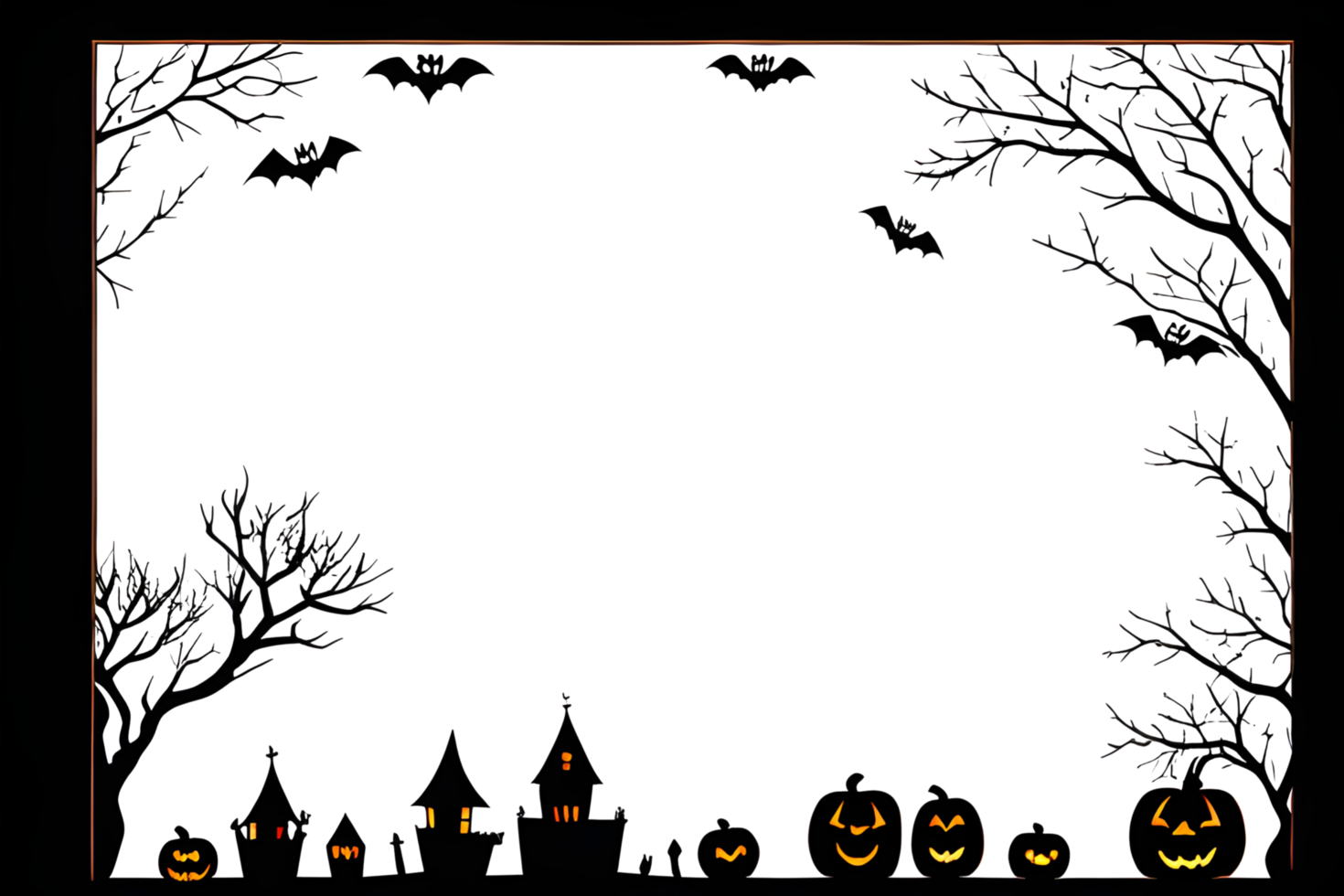 Halloween Border Frame PNG Transparent Background Ai Generative