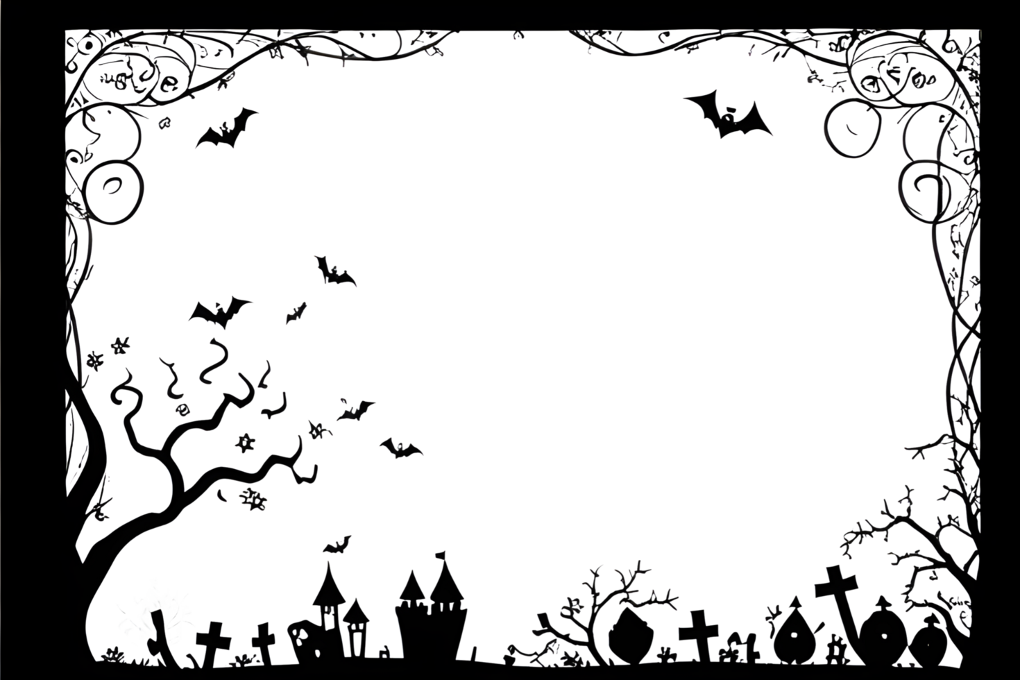 Halloween Border Frame PNG Transparent Background Ai Generative