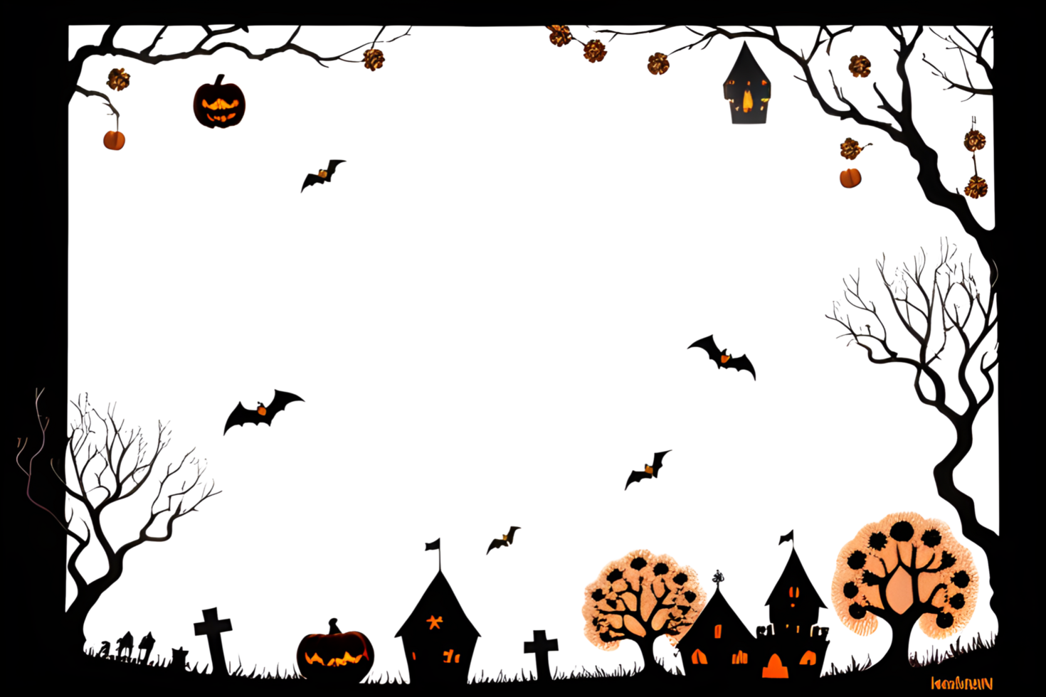 Halloween Border Frame PNG Transparent Background Ai Generative