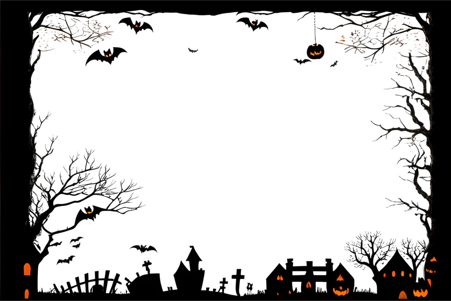 Halloween Border Frame PNG Transparent Background Ai Generative