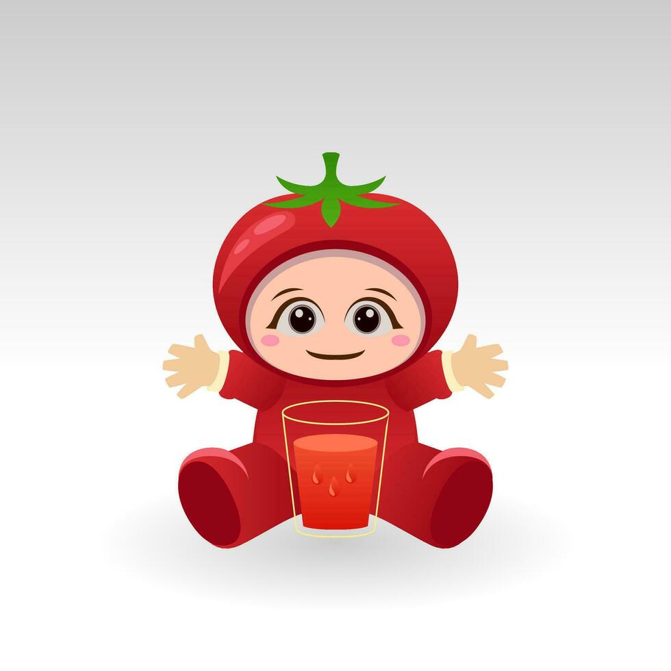 Vector Tomato fruit kawaii cartoon character vector funny Tomato fruit kawaii illustration