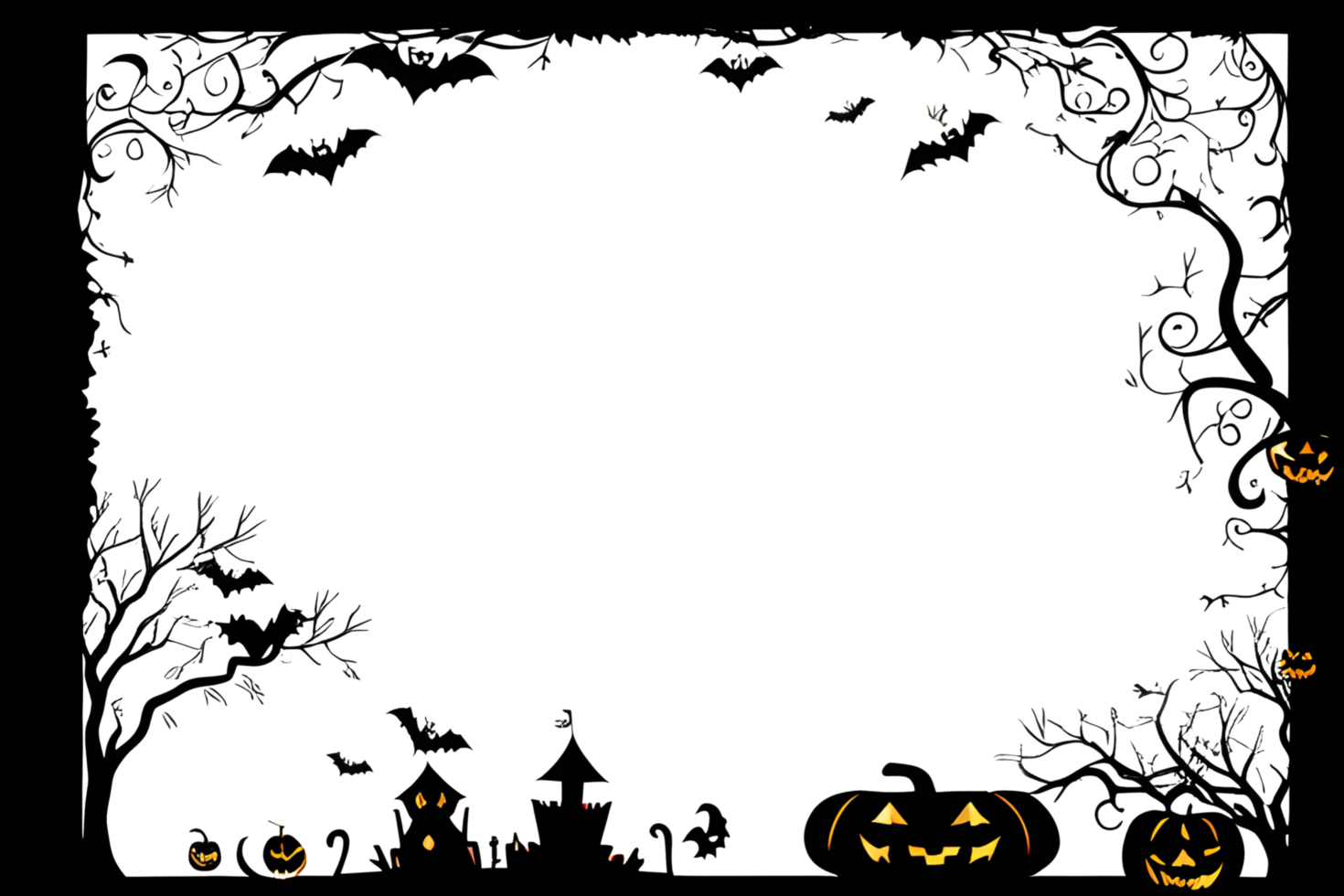 Halloween Border Frame PNG Transparent Background Ai Generative