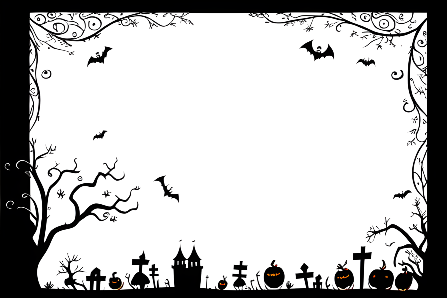 Halloween Border Frame PNG Transparent Background Ai Generative