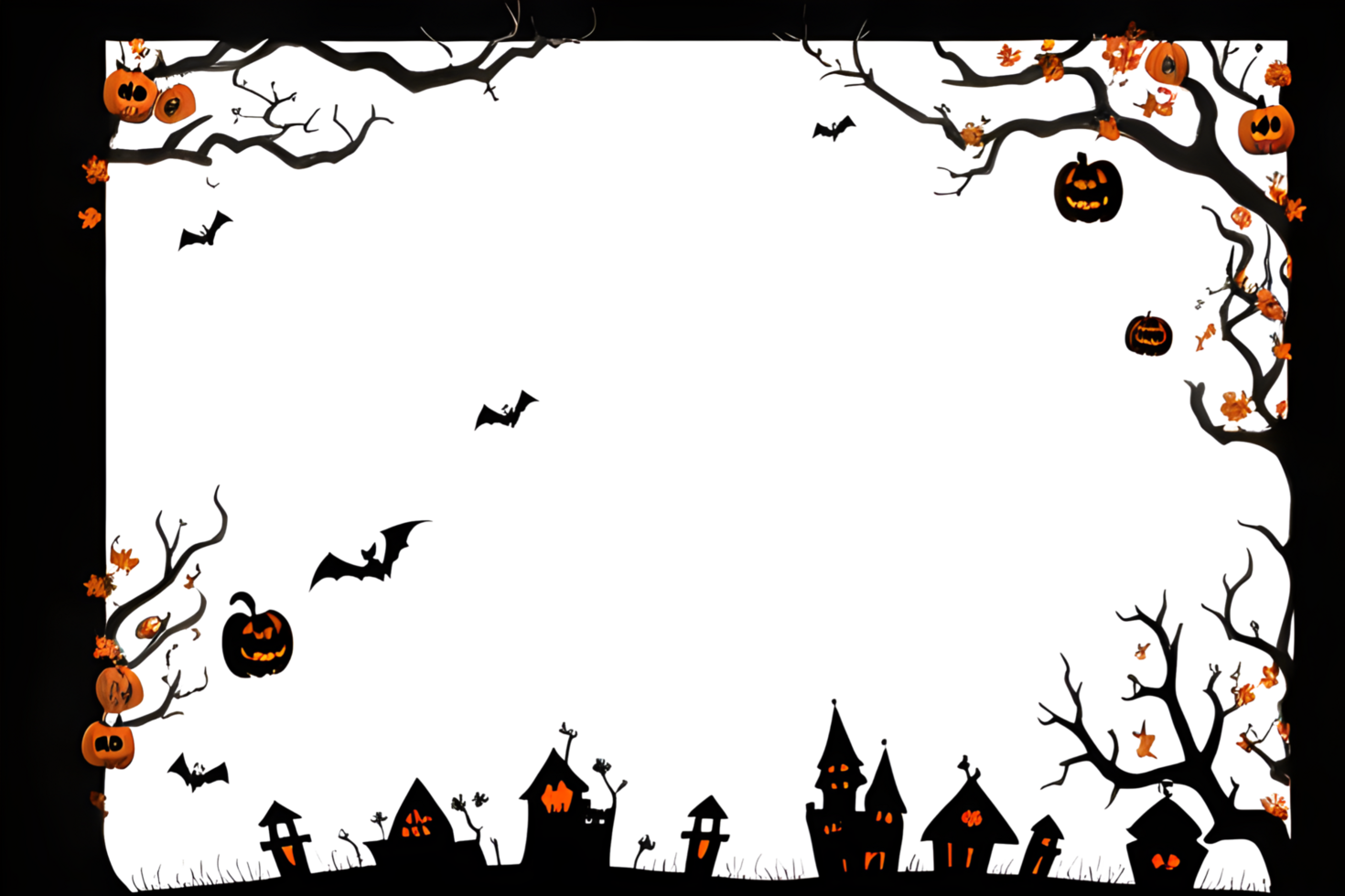Halloween Border Frame PNG Transparent Background Ai Generative