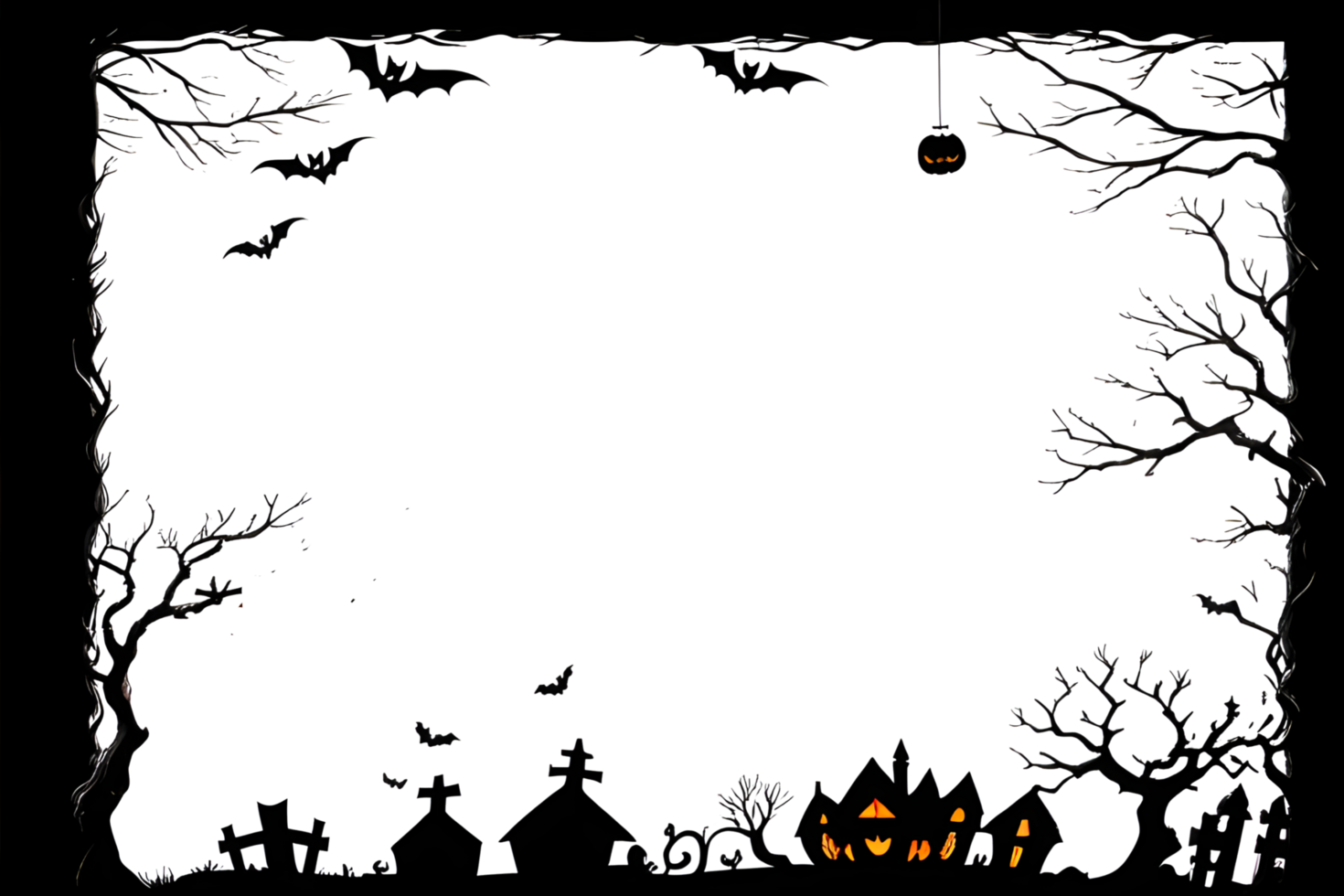 Halloween Border Frame PNG Transparent Background Ai Generative