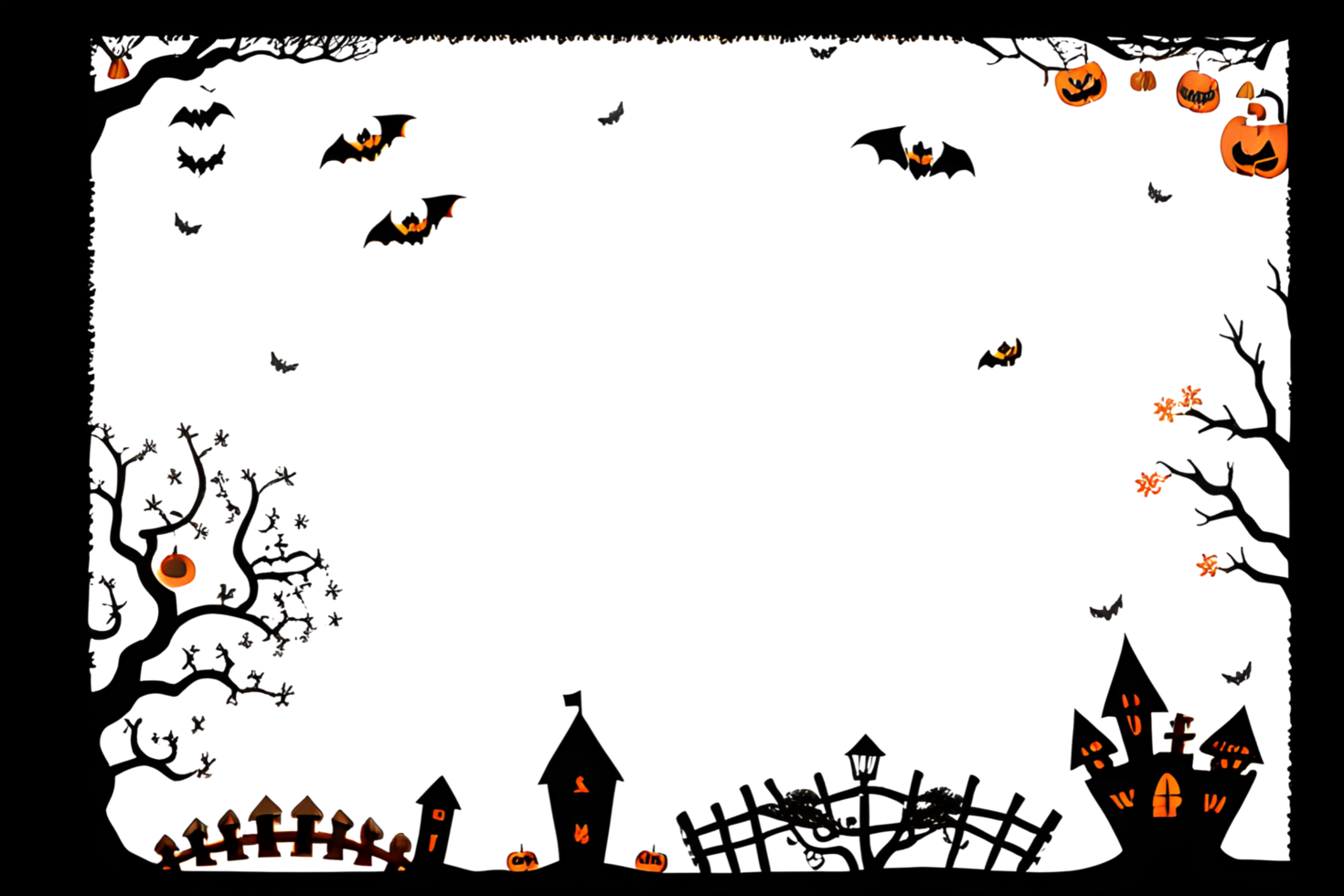 Halloween Border Frame PNG Transparent Background Ai Generative