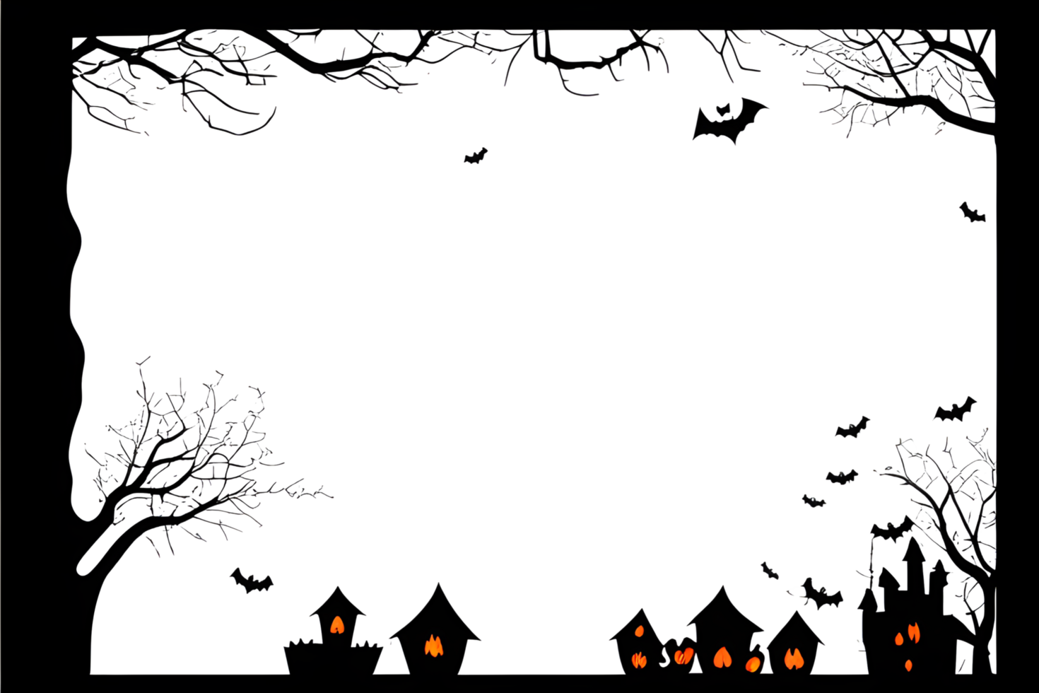 Halloween Border Frame PNG Transparent Background Ai Generative
