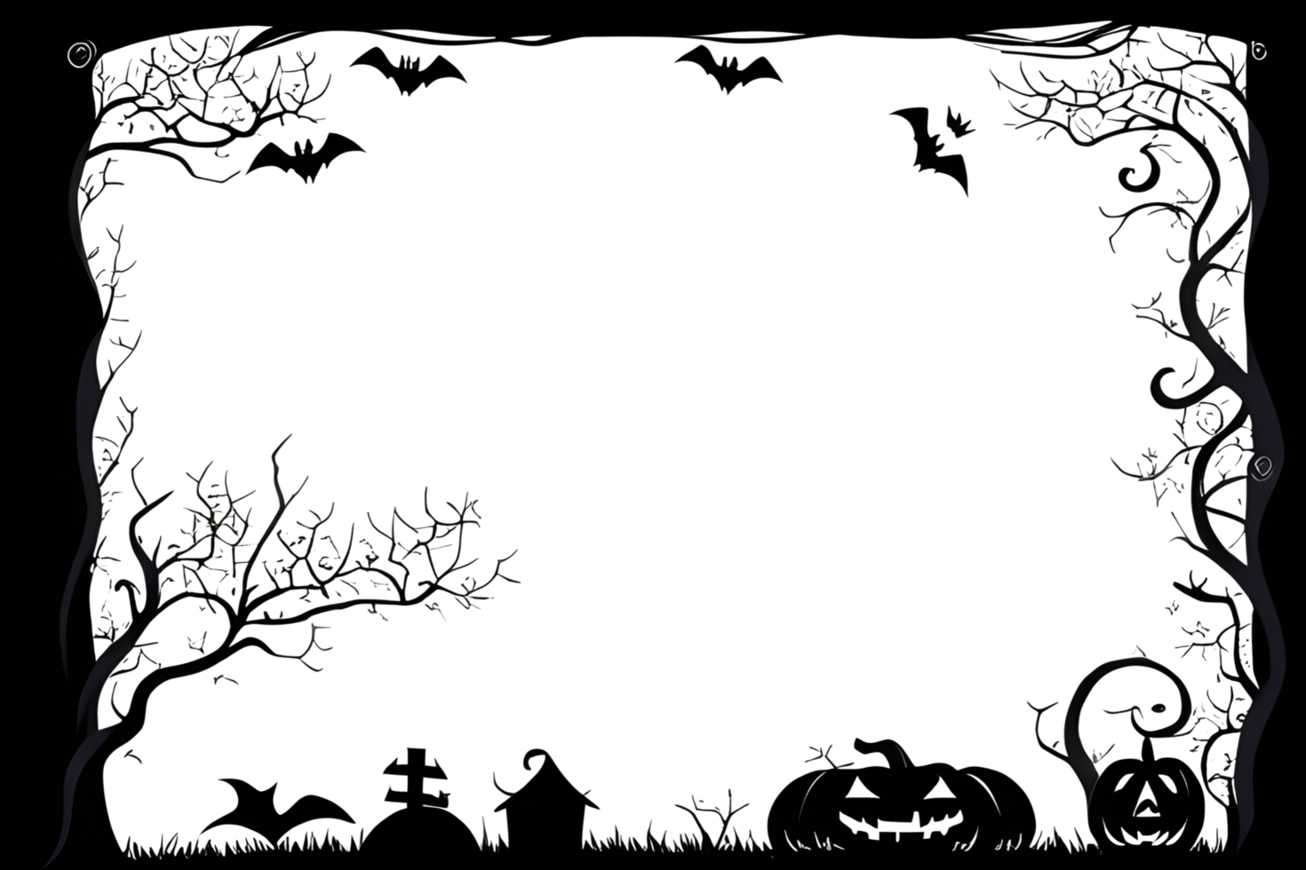 Halloween Border Frame PNG Transparent Background Ai Generative
