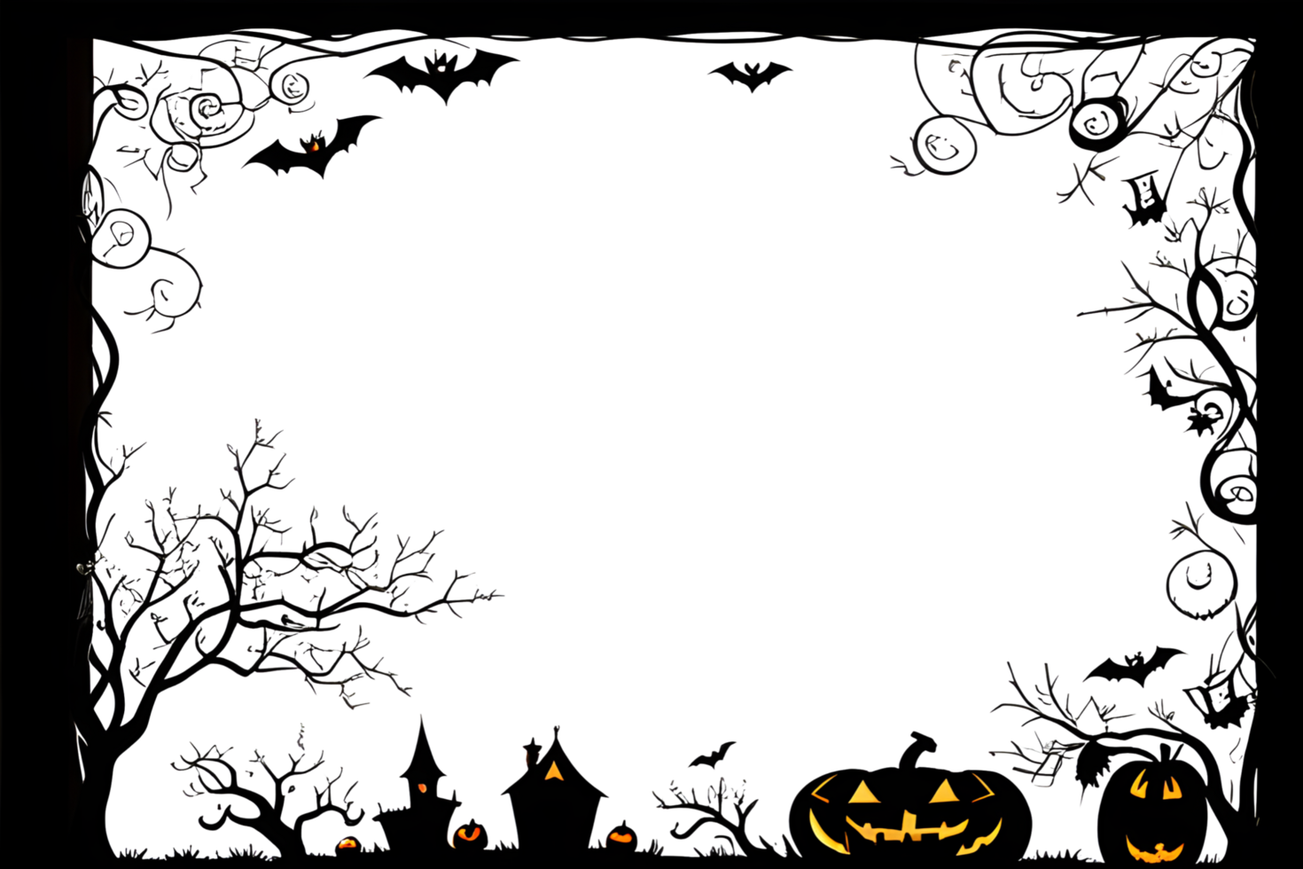 Halloween Border Frame PNG Transparent Background Ai Generative