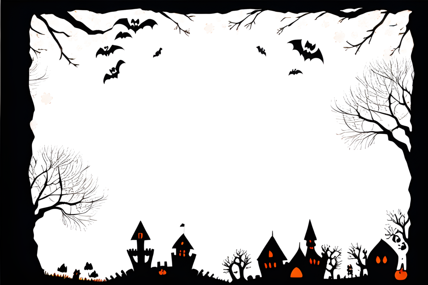 Halloween Border Frame PNG Transparent Background Ai Generative