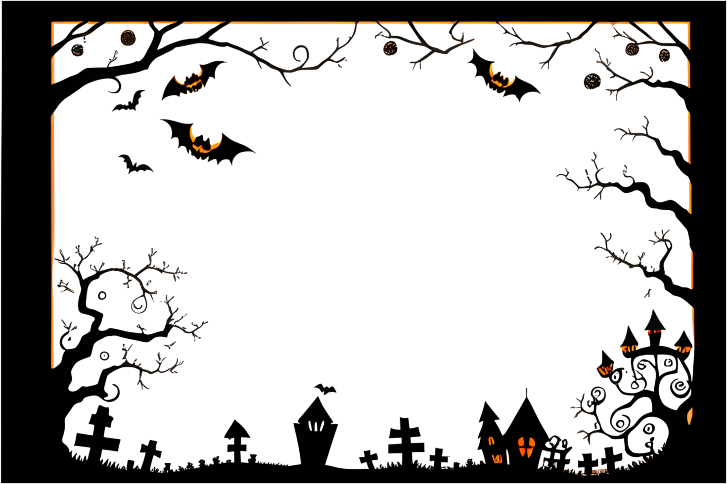 Halloween Border Frame PNG Transparent Background Ai Generative