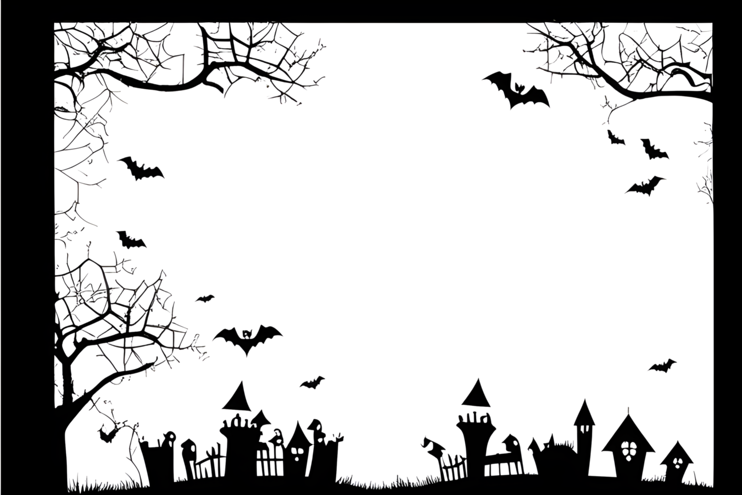 Halloween Border Frame PNG Transparent Background Ai Generative
