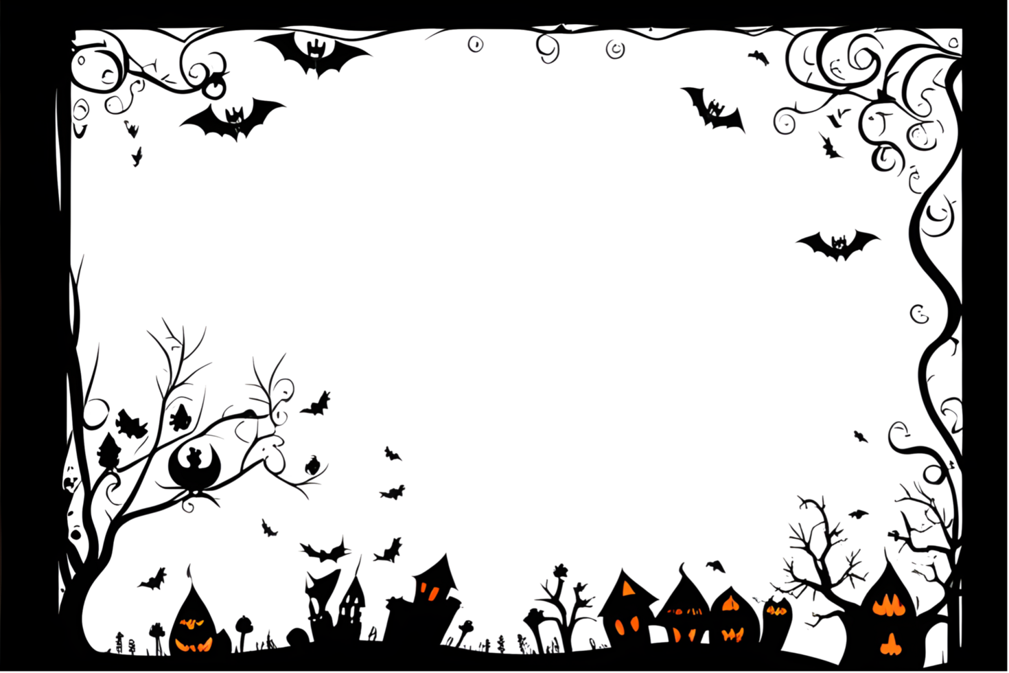Halloween Border Frame PNG Transparent Background Ai Generative