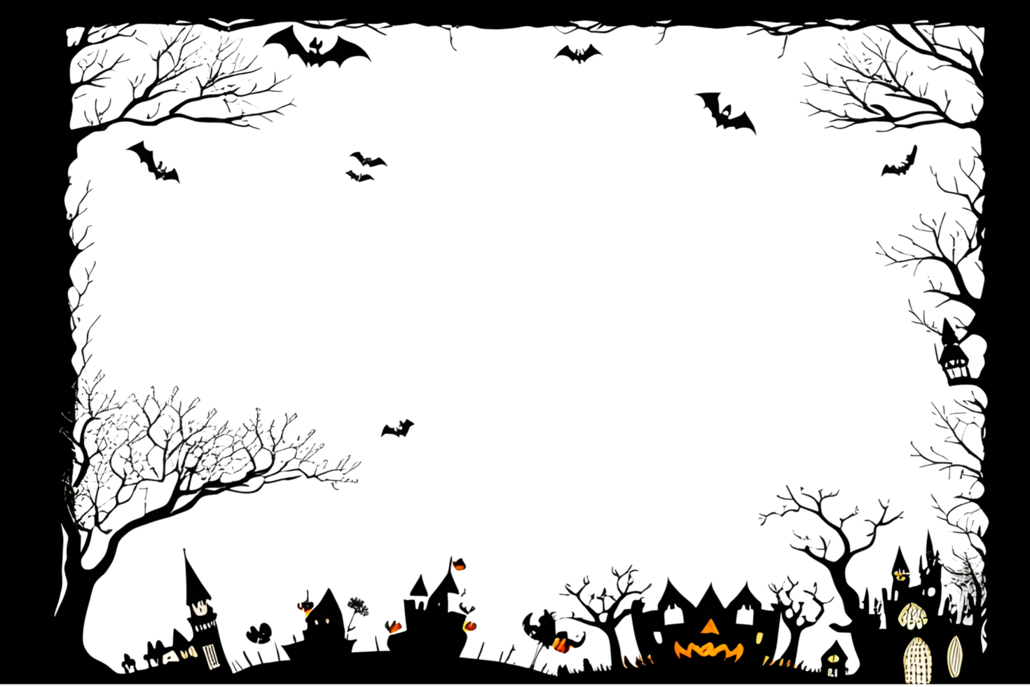 Halloween Border Frame PNG Transparent Background Ai Generative