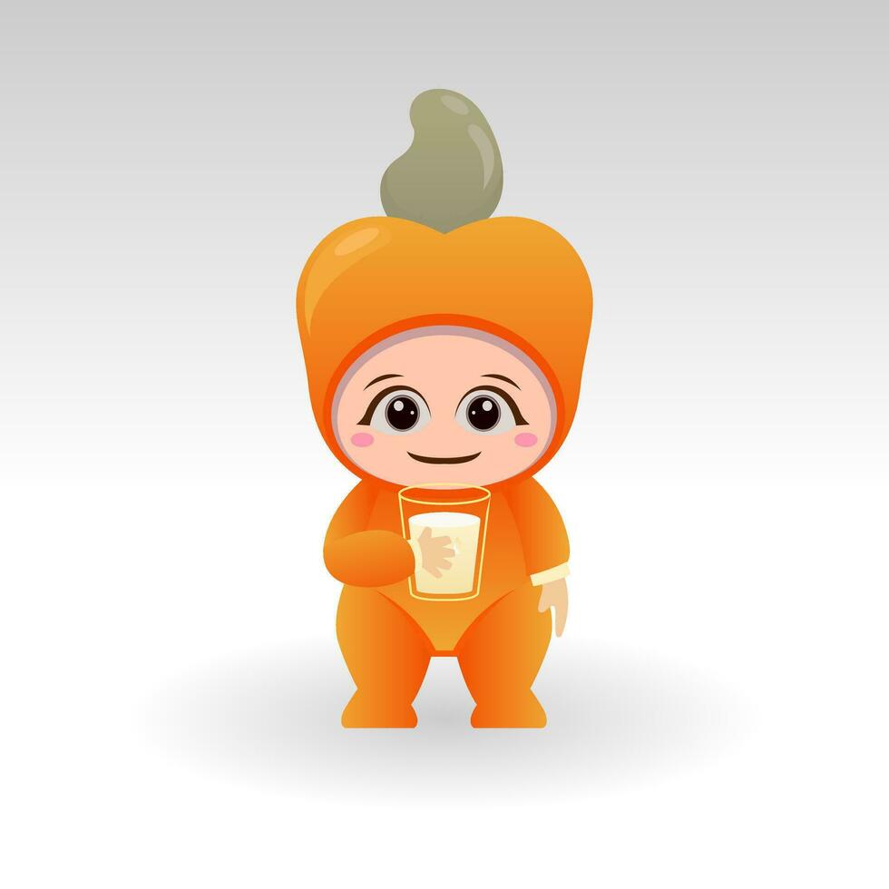Vector Cashew fruit kawaii cartoon character vector funny Cashew fruit kawaii illustration