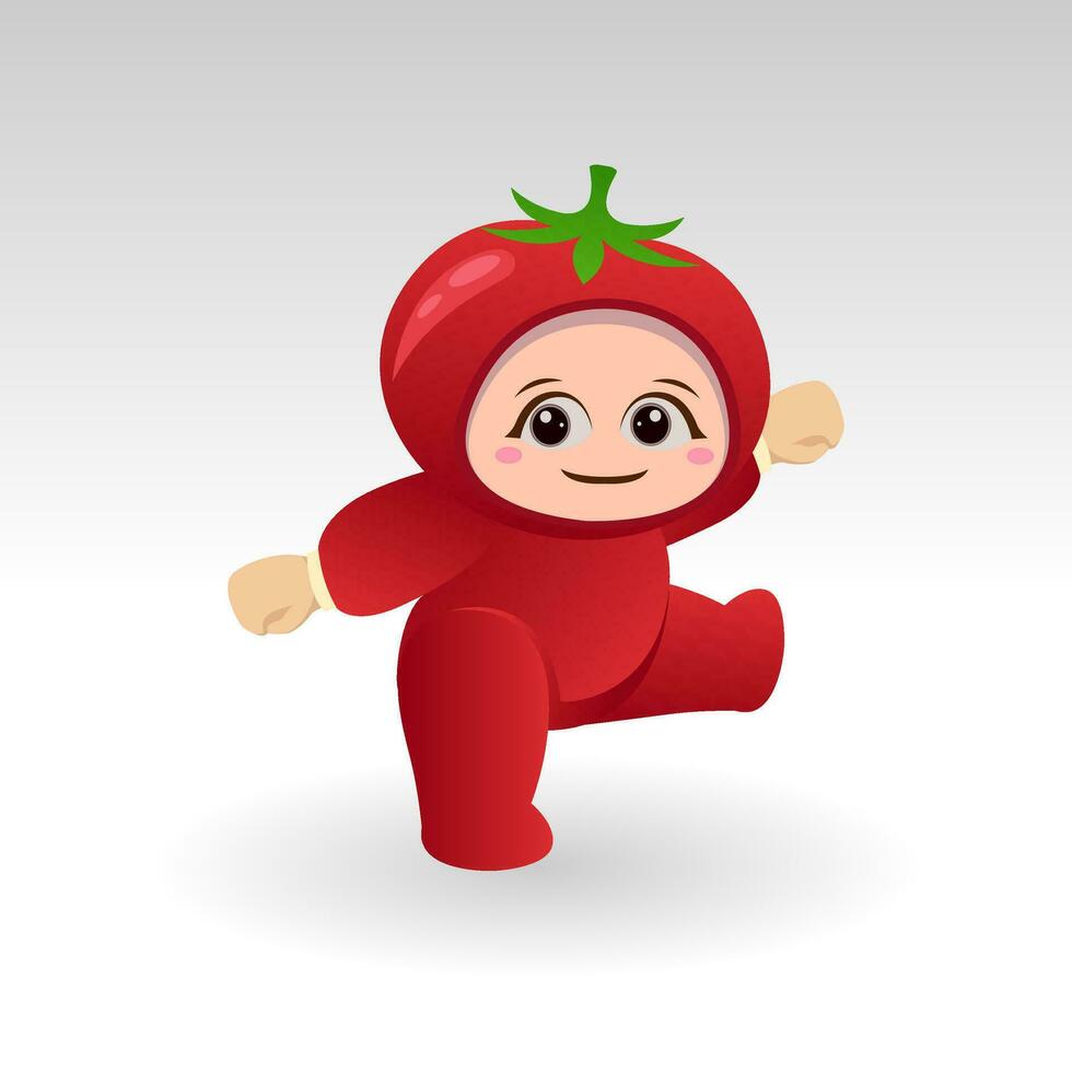 Vector Tomato fruit kawaii cartoon character vector funny Tomato fruit kawaii illustration