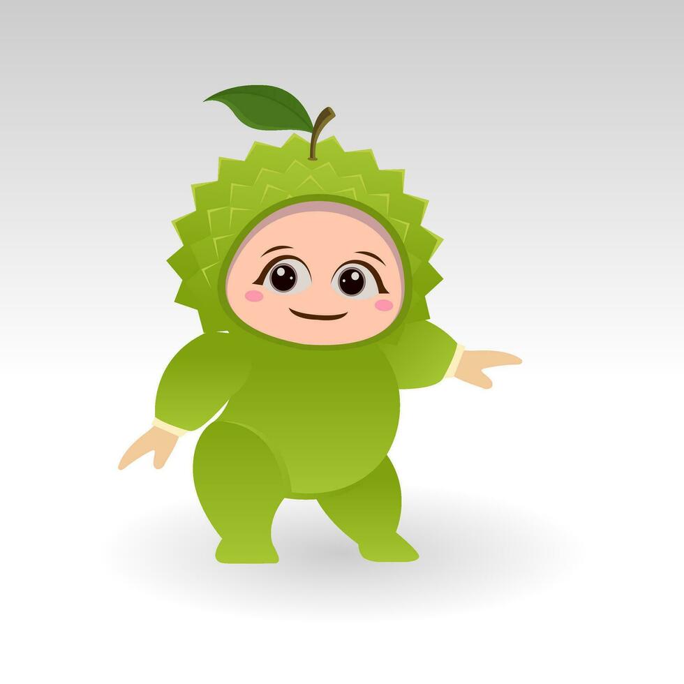 vector Durian Fruta kawaii dibujos animados personaje vector gracioso Durian Fruta kawaii ilustración
