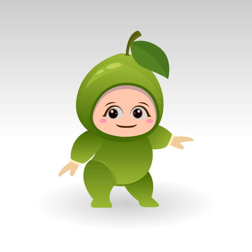 vector guayaba Fruta kawaii dibujos animados personaje vector gracioso guayaba Fruta kawaii ilustración