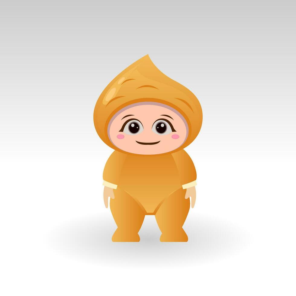 Vector Jicama fruit kawaii cartoon character vector funny Jicama fruit kawaii illustration
