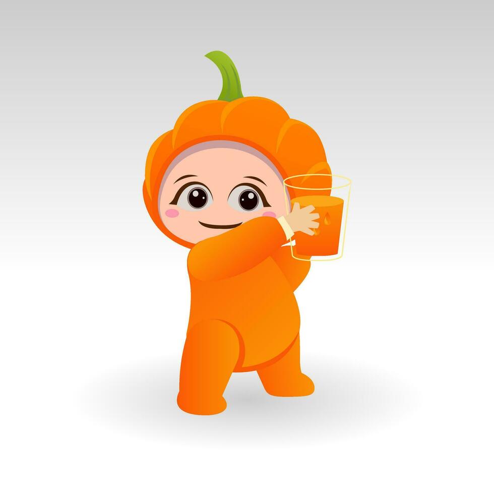 Vector Pumpkin fruit kawaii cartoon character vector funny Pumpkin fruit kawaii illustrationVector Pumpkin fruit kawaii cartoon character vector funny Pumpkin fruit kawaii illustration