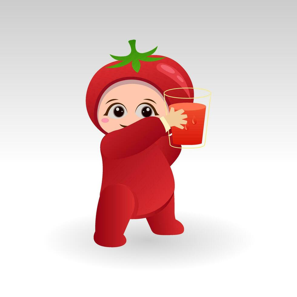 Vector Tomato fruit kawaii cartoon character vector funny Tomato fruit kawaii illustration