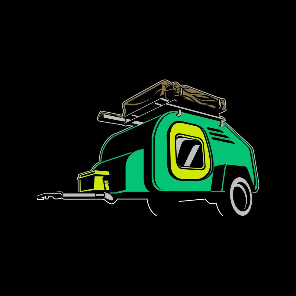 Classic RV Road Trip silhouette Vector Adult RV art illustration, retro RV, vintage, Van Illustration, transportation