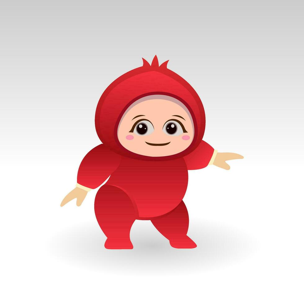 Vector Pomegranate fruit kawaii cartoon character vector funny Pomegranate  fruit kawaii illustration