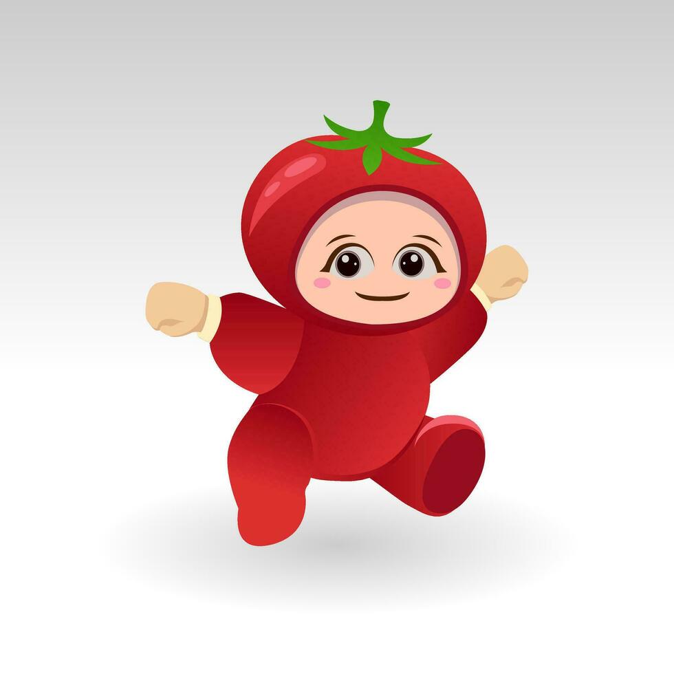 Vector Tomato fruit kawaii cartoon character vector funny Tomato fruit kawaii illustration