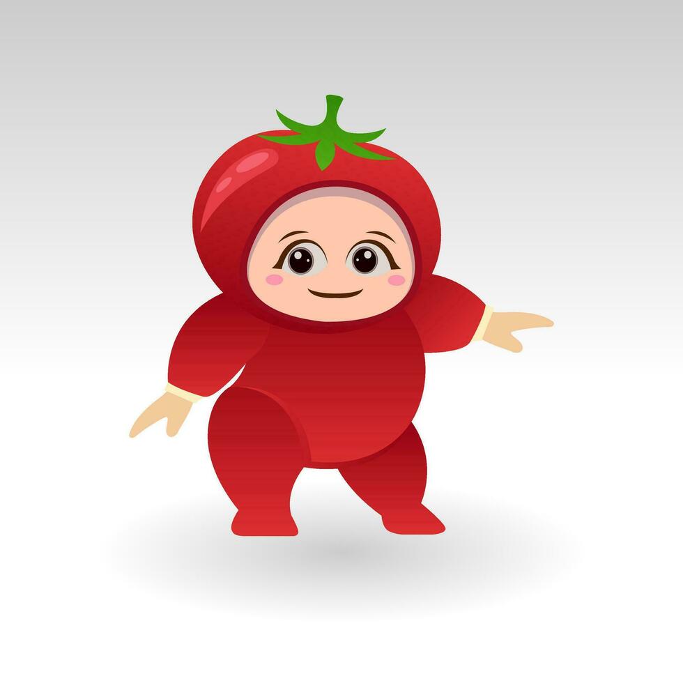 Vector Tomato fruit kawaii cartoon character vector funny Tomato fruit kawaii illustration