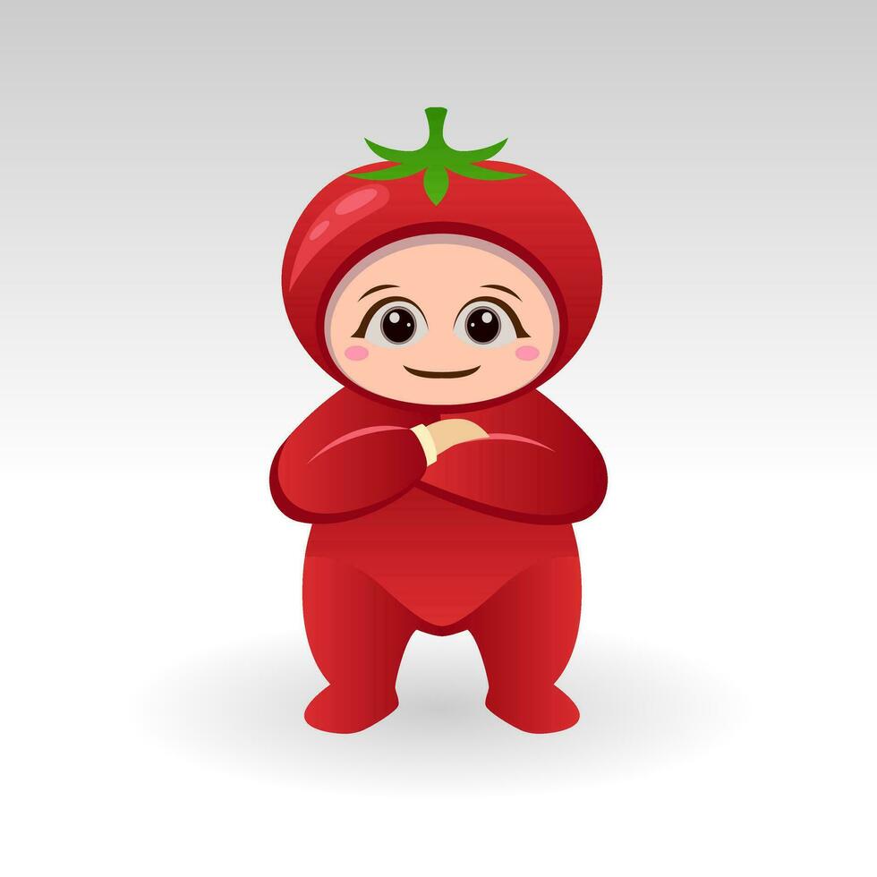 Vector Tomato fruit kawaii cartoon character vector funny Tomato fruit kawaii illustration