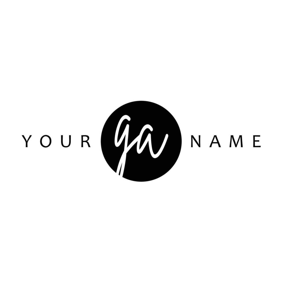 GA Initial Handwriting In Circle Frame Template Design vector
