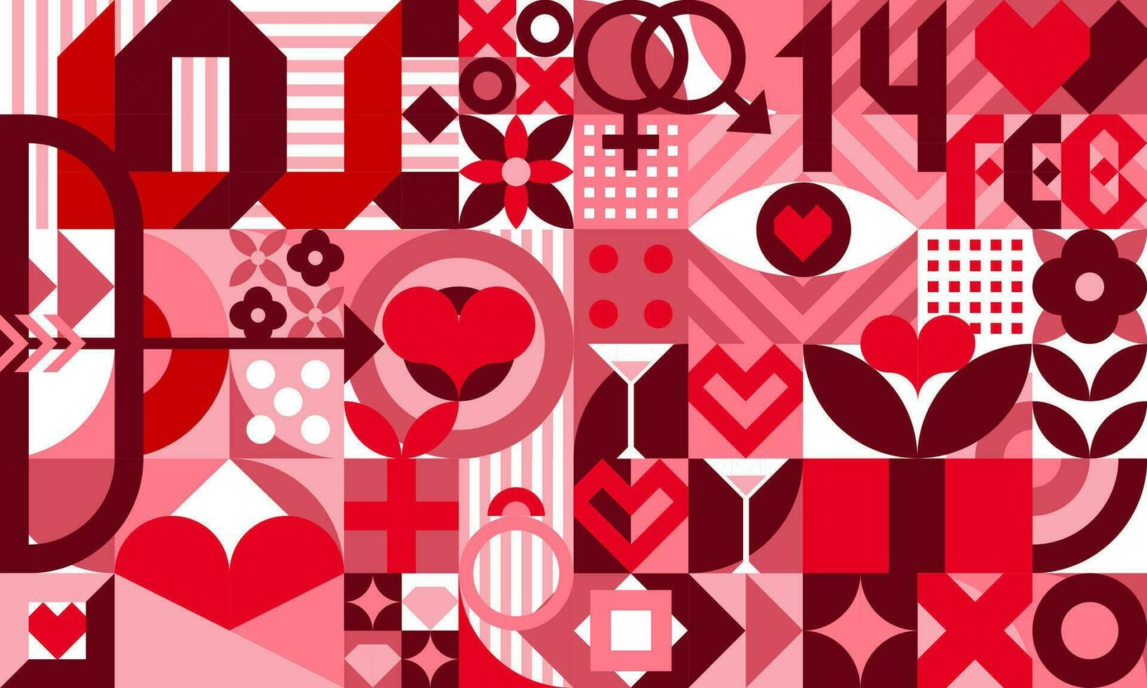 Valentine modern geometric pattern of love hearts vector