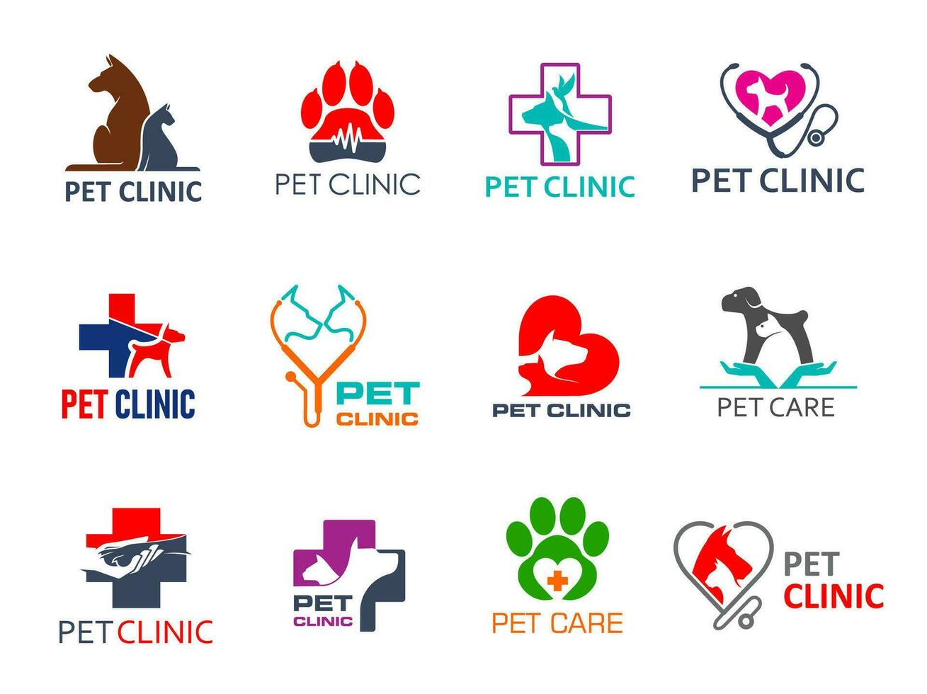 kitten cats pets love heart love care colorful modern mascot logo