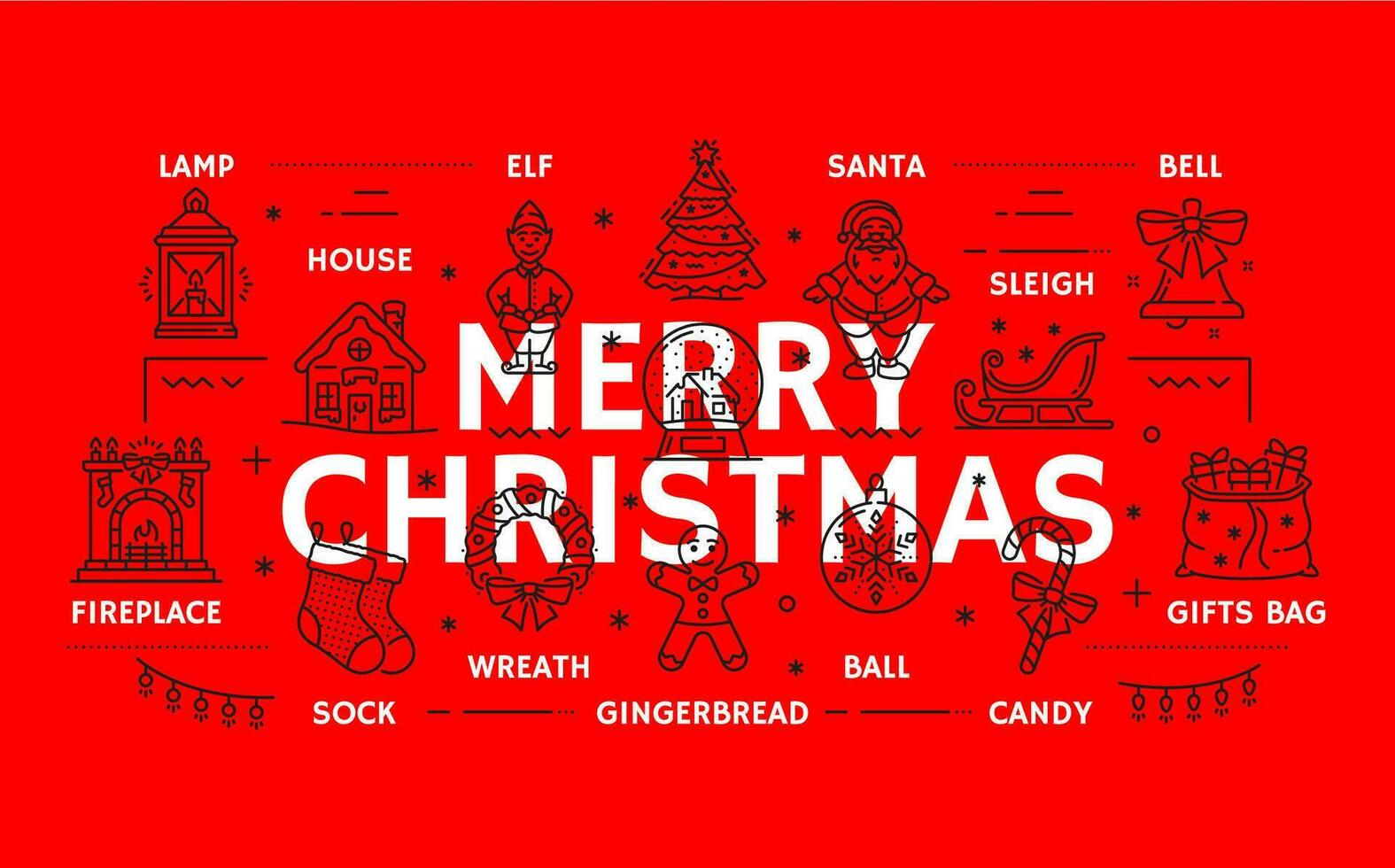 Christmas line infographics, vector xmas thin line