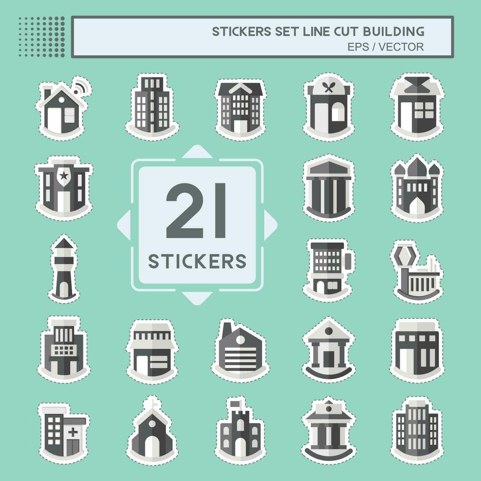 Sticker line cut Set Building. related to Sticker line cut Construction symbol. simple design editable. simple illustration vector
