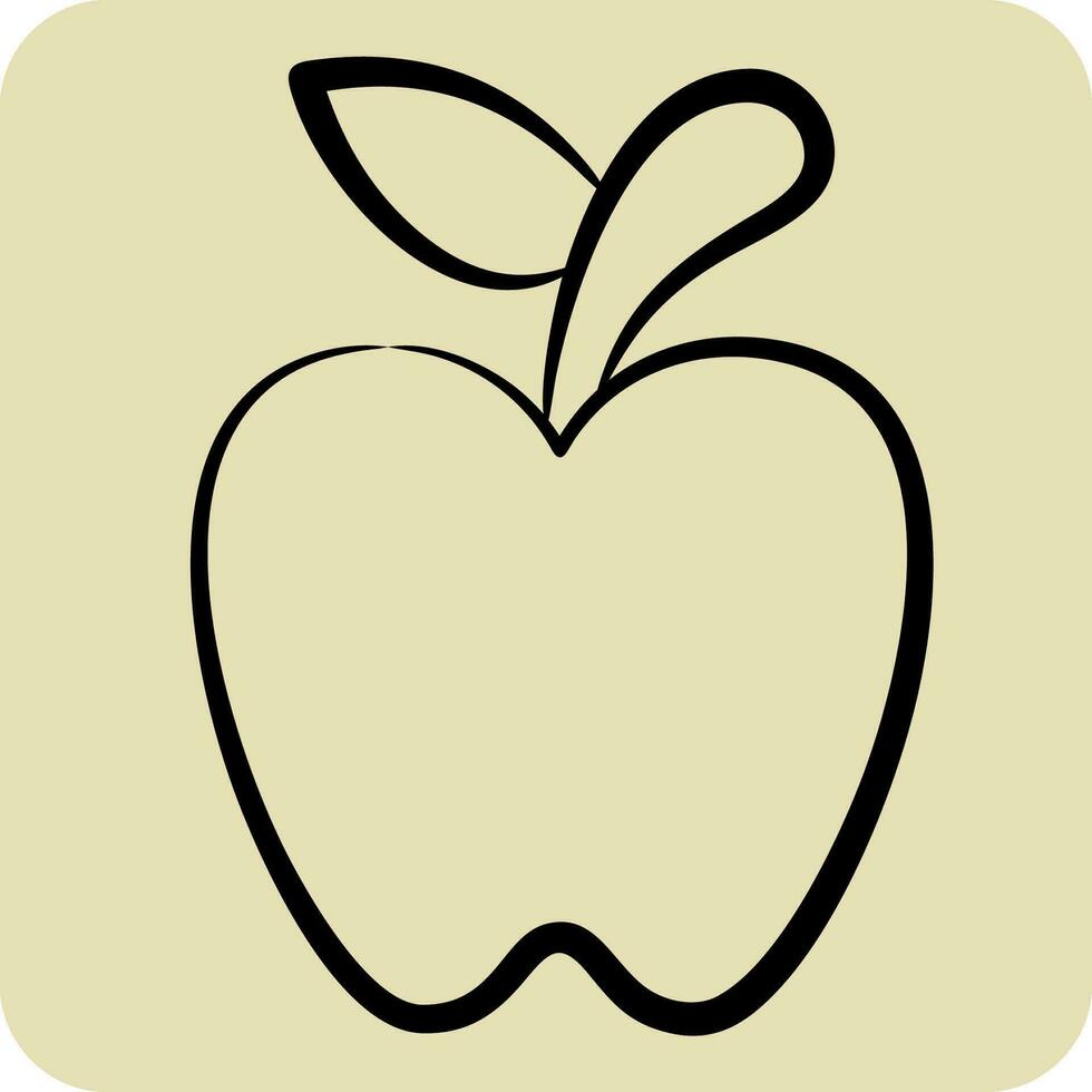 Icon Apple. related to Fruit and Vegetable symbol. hand drawn style. simple design editable. simple illustration vector