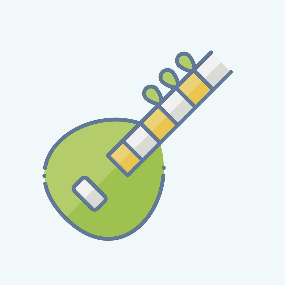 Icon Sitar. related to India symbol. doodle style. simple design editable. simple illustration vector