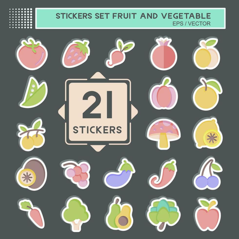 pegatina conjunto Fruta y vegetal. relacionado a sano símbolo. sencillo diseño editable. sencillo ilustración vector