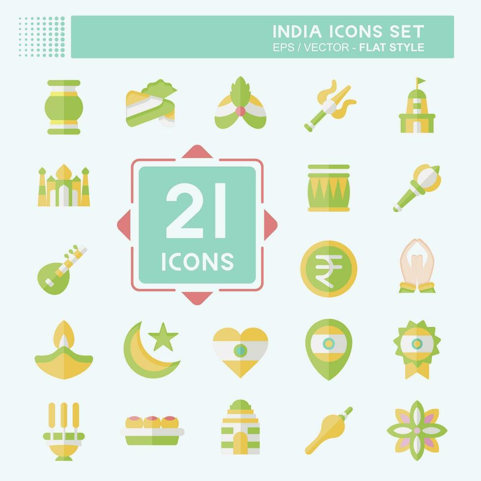 Icon Set India. related to Holiday symbol. flat style. simple design editable. simple illustration vector