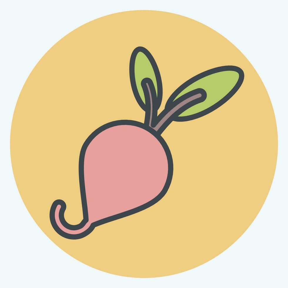 Icon Radish. related to Fruit and Vegetable color mate style. simple design editable. simple illustration vector