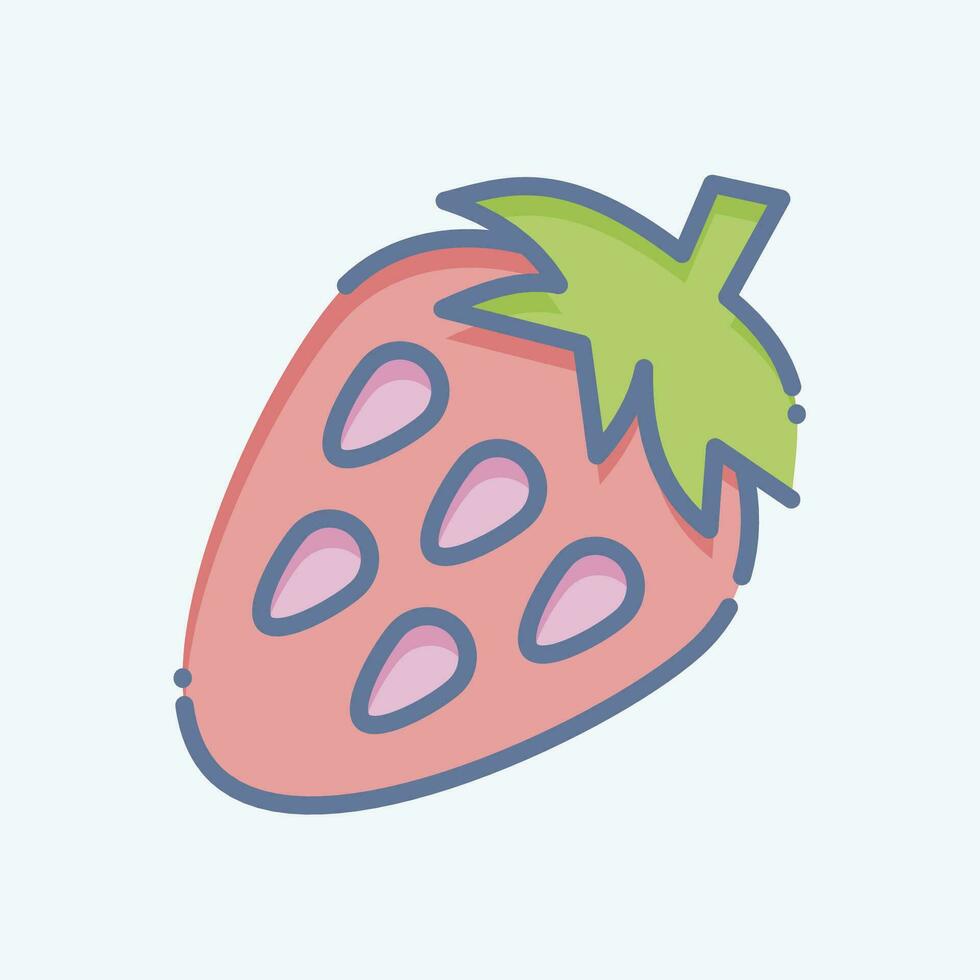 Icon Strawberry. related to Fruit and Vegetable symbol. doodle style. simple design editable. simple illustration vector