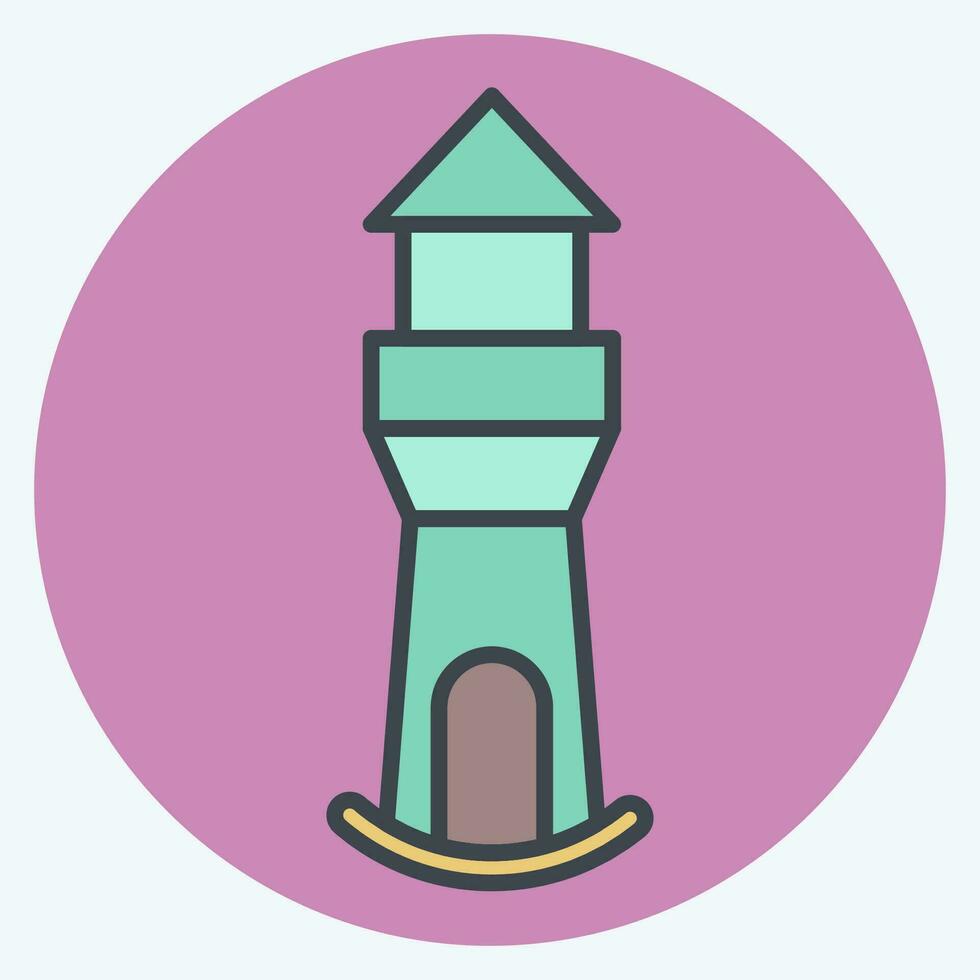 Icon Lighthouse. related to Icon Building symbol. color mate style. simple design editable. simple illustration vector