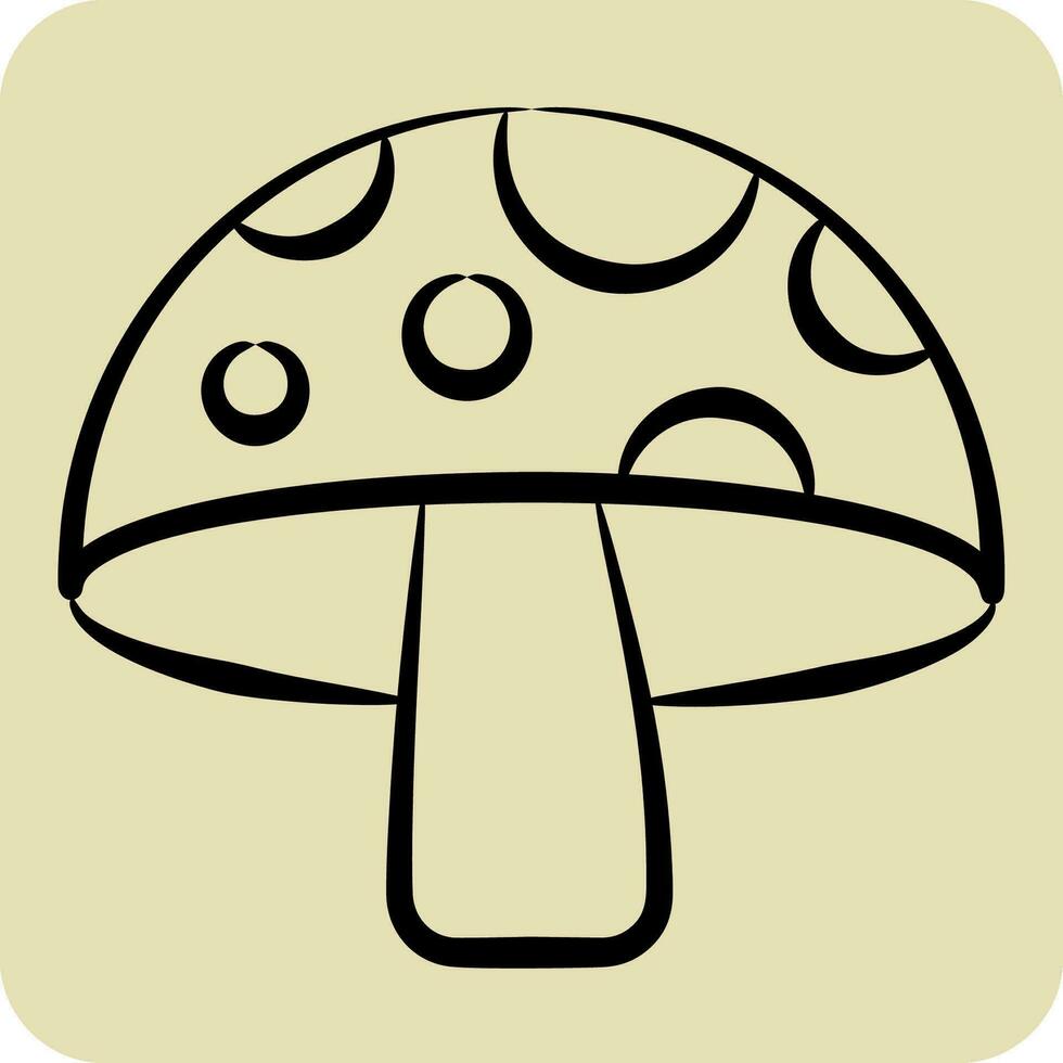 Icon Mushroom. related to Fruit and Vegetable symbol. hand drawn style. simple design editable. simple illustration vector