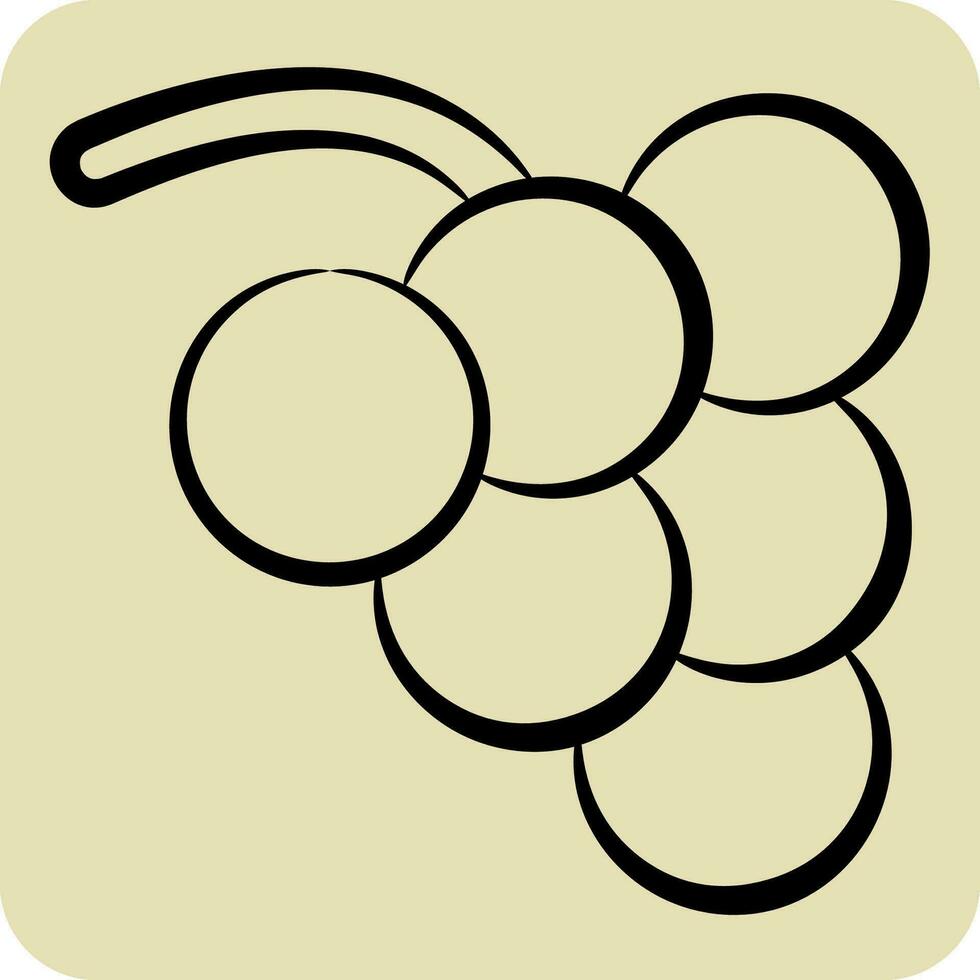 Icon Grape. related to Fruit and Vegetable symbol. hand drawn style. simple design editable. simple illustration vector