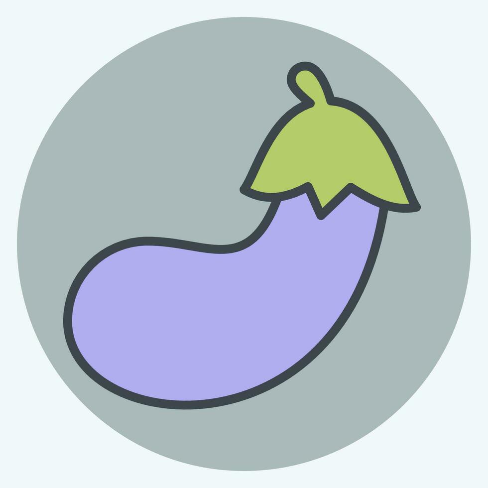 Icon Eggplant. related to Fruit and Vegetable color mate style. simple design editable. simple illustration vector