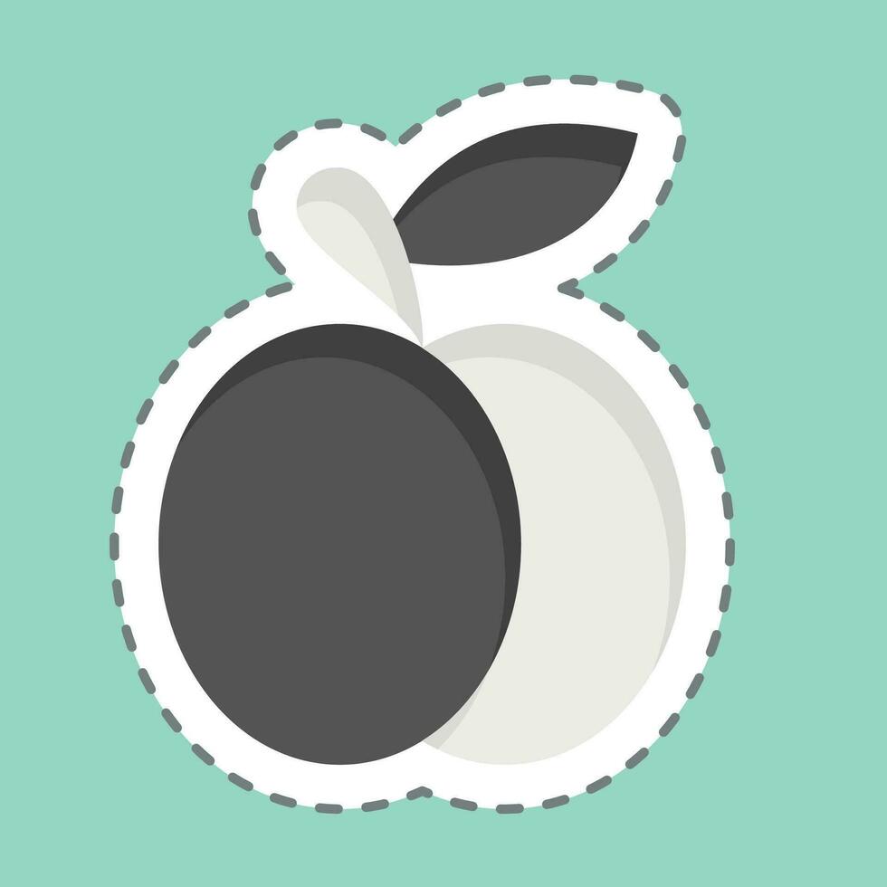 Sticker line cut Plum. related to Fruit and Vegetable symbol. simple design editable. simple illustration vector