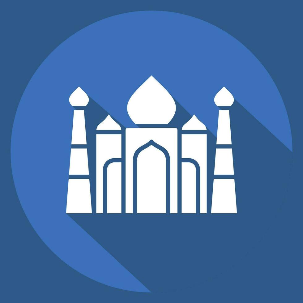 icono taj mahal. relacionado a India símbolo. largo sombra estilo. sencillo diseño editable. sencillo ilustración vector