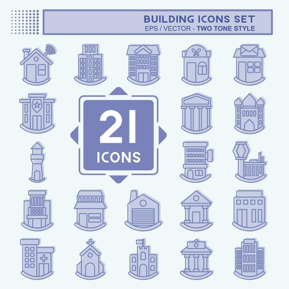 Icon Set Building. related to Icon Construction symbol. two tone style. simple design editable. simple illustration vector