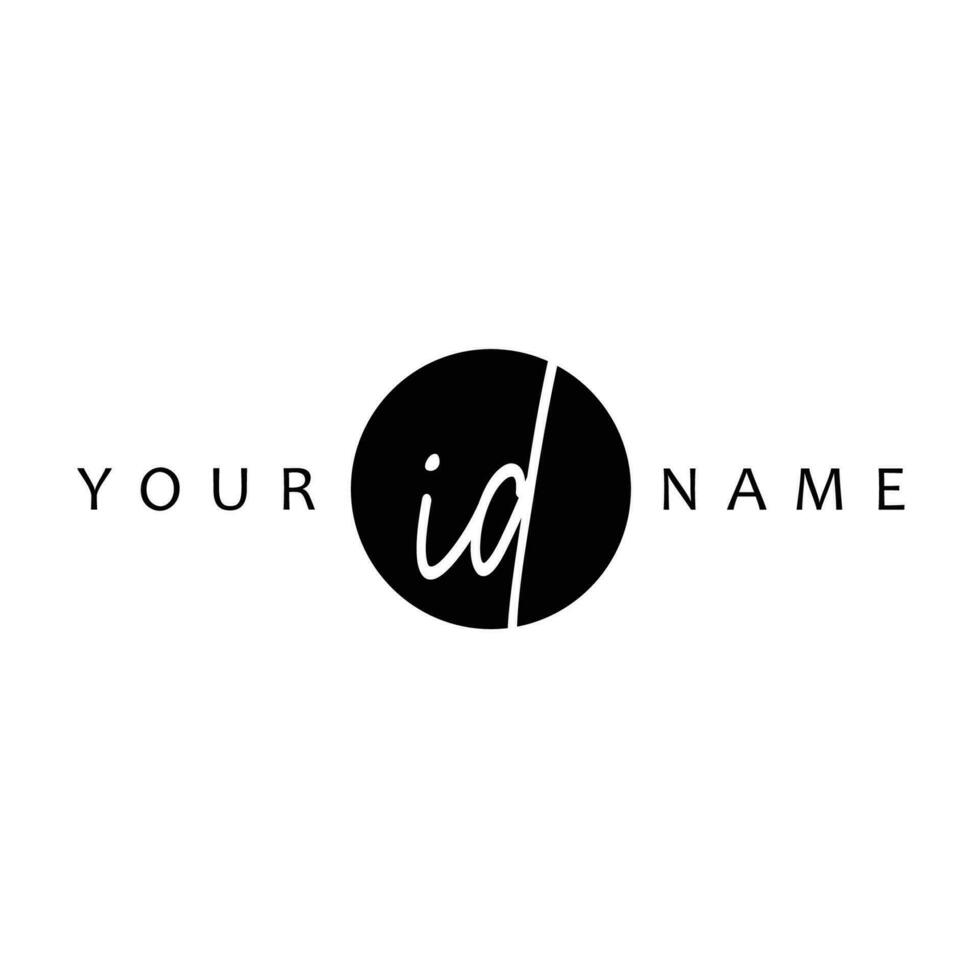 ID Initial Handwriting In Circle Frame Template Design vector